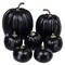 Winlyn 7 Pcs Assorted Artificial Black Pumpkins Halloween Pumpkins Faux Rustic Decorative Foam Pumpkins for Fall Halloween Thanksgiving Tabletop Centerpiece Mantel Kitchen Decor